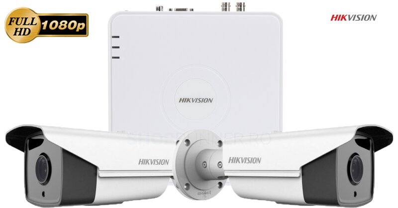 Sistem supraveghere video Hikvision 2 camere de exterior Full HD 1080P 2MP